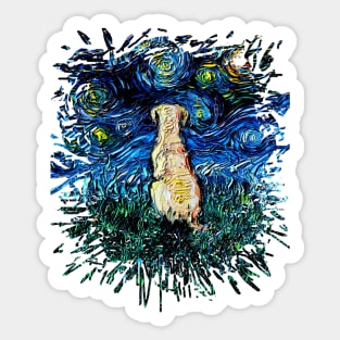 Yellow Labrador Night (splash version) Sticker